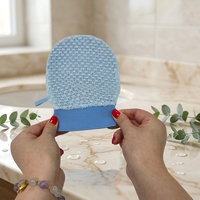Gant de bain double face Blue Diamond, style moderne marocain, pour gommage Hammam, en viscose, polyester, charbon de bambou, ovale, pour le corps