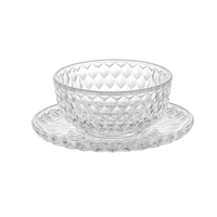 Ensemble de bols et soucoupes en verre à facettes de luxe, résistant au lave-vaisselle, transparent, pour crème glacée, salade de fruits, décoration de table pour le petit-déjeuner à la maison