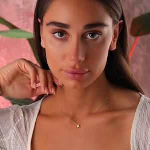 Moda personalizada Lucky Tiny 18K <span class=keywords><strong>Oro</strong></span> inicial cuello cadena collar de acero inoxidable joyería para mujeres accesorios al por mayor - Product Image 5