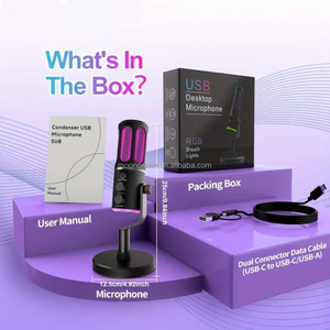 Nouveau Micro Condensateur USB Professionnel 2025 pour Streaming en Direct, Enregistrement de Podcasts, avec Lumière RGB pour Jeux, Compatible Téléphone et Ordinateur Portable - Product Image 6