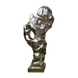 Sculpture abstraite en acier inoxydable pour extérieur, style Pierre de Taihu, avec miroir, pour aménagement paysager, ornement de sol, pour l'immobilier, les hôtels et les clubs - Product Image 5
