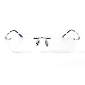 カスタマイズ可能なチタンリムレス正方形眼鏡ダイヤモンド顔形状マッチ光学フレーム付きユニセックス眼鏡 - Product Image 2