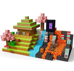 Ensemble de blocs de construction magnétiques en plastique ABS - 128 pièces - Jouet éducatif STEM pour tout-petits avec design de <span class=keywords><strong>mine</strong></span> et de portail magique - Product Image 1