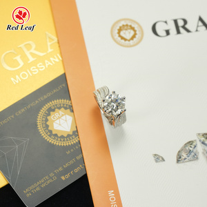 红叶 5 克拉圆形切割 925 银 <span class=keywords><strong>10K</strong></span> 14K 18K 白金 GRA 鉴定证书莫桑石订婚戒指 - Product Image 5