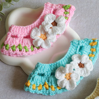 Collier de chaton en peluche et coton fait main écharpes colliers de chien/chat réglables décoration de fête en forme de fleur mignonne