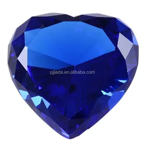 Presse-papiers en diamant en cristal K9 bleu/cadeaux de décoration de mariage en diamant en cristal en forme de coeur en gros