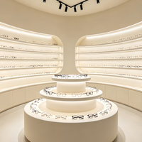 Vitrines d'exposition de lunettes personnalisées, rondes, optiques, éclairées par LED, de haute qualité, durables et écologiques