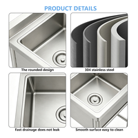 Évier de cuisine commercial à cuve unique en acier inoxydable à réduction de bruit, disponible en stock