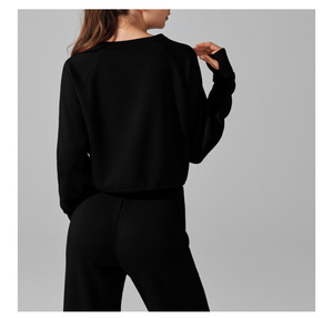 Ensemble <span class=keywords><strong>de</strong></span> survêtement personnalisé pour filles et femmes, haut à manches longues et pantalon <span class=keywords><strong>de</strong></span> <span class=keywords><strong>jogging</strong></span> taille haute à cordon <span class=keywords><strong>de</strong></span> serrage - Product Image 6