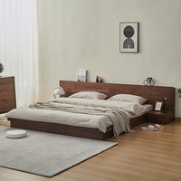 Table de chevet intégrée au lit, durable et moderne, pour chambre d'hôtel, avec panneau en bois massif écologique et résistant aux rayures, idéale pour les écoles