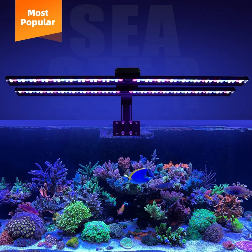 โคมไฟห้องนอนไฟเปลวไฟตู้ปลา LED สีดำ UV สำหรับตู้ปลาที่มีไฟหรี่และตั้งเวลา