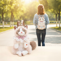 Sac à dos en peluche chat Ragdoll réaliste avec bretelles réglables, le cadeau d'anniversaire mignon ultime pour filles et amies, fournisseur pour fêtes
