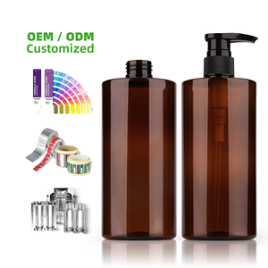 500ml hổ phách bpa-miễn phí rỗng Lotion bơm chai với nắp bán buôn sang trọng pet chai nhựa cho dầu gội đầu và điều hòa - Product Image 2