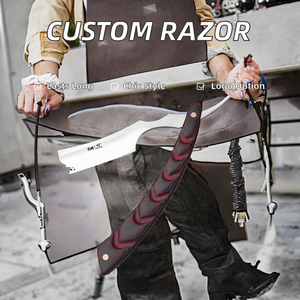 Customized LOGO New Design Stainless Steel Straight <b>Edge</b> Barber Razor Manual Shaver with Wooden Handle Folding Face Use - Product Image 2