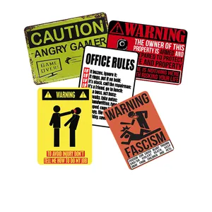 Metal Caution Sign Decoration Tin Funny Warning Signs For Indoor Or Outdoor Use Reflective UV Protected Waterproof