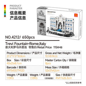 Wange 4212 Maqueta Arquitectónica de Barroco Italiano con Fuente de Agua, 650 Piezas para Adultos, Disponible en Stock - Product Image 2