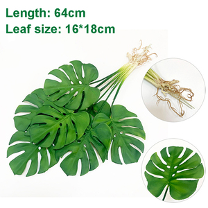 Thường Xanh lá trắng cảm ứng thực sự monstera lá bó hoa với rễ bao giờ trang trí sắp xếp nhà máy mô phỏng Bắc Âu - Product Image 5
