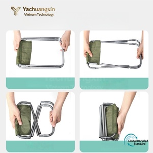 Foldable Aluminum Outdoor Chair Square Minimalist Design Oxford Fabric Camping <b>Garden</b> Use Lightweight Portable <b>Stool</b> - Product Image 6