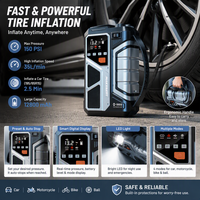 Batterie au phosphate de fer lithium de haute qualité 12800mAh, gonfleur de pneus rechargeable 150PSI, pompe à air portable, écran LCD