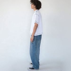 Custom <b>Plain</b> <b>White</b> T Shirts <b>White</b> <b>Tee</b> Shirts Contrast Stitch <b>Tee</b> Shirt Manufacturer - Product Image 2