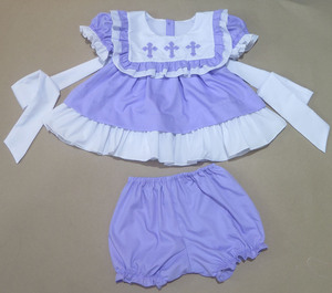 Romper bordado a mano con nudos morados para bebé niña, estilo vintage, para bautizo, con diseño de burbujas - Product Image 5