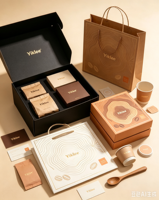 Boîtes cadeaux personnalisées à double couche pour thé matcha, boîtes d'emballage pour tasses à thé en céramique, boîtes cadeaux personnalisées imprimées pour ensemble de tasses à café