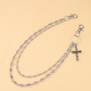 Men's Double Layer Waist <b>Chain</b> Silver <b>Cross</b> Pendant Tibetan Silver Street Style Fashion Accessory - Product Image 2