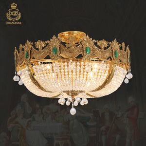 Châu Âu Brass Phòng Khách Phòng Ăn Đơn Giản Hiện Đại Đèn Trần Thả Pha Lê Đồng Ánh Sáng Trần - Product Image 1