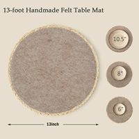 Set de table rond en feutre de laine neutre de qualité supérieure, tissé à la main avec bordure en paille naturelle, doux, résistant à la chaleur et anti-rayures
