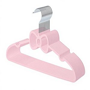 ไม้แขวนเสื้อเด็กแบบประหยัดพื้นที่ 50 ชิ้น ขนาด 14 x 8 นิ้ว ผ้ากำมะหยี่กันลื่น รับน้ำหนักได้ 5 กก. ตะขอโลหะ ไหล่กว้าง แขวนเสื้อผ้าได้แน่น - Product Image 2