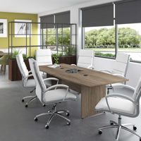 Table de conférence pour 6-8 personnes avec base en bois Bureau de conférence de 8 pieds en forme de bateau pour salles de réunion et de formation