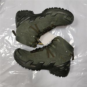 Bottes de randonnée mi-hautes vertes TSB07 en cuir de vachette et daim, durables et résistantes - Product Image 1