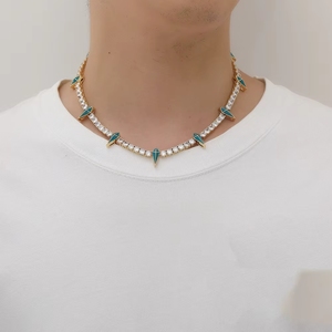 TKJ Cadena de Espiga Luminosa en la Oscuridad, Collar Tipo Tenis de 5mm con Zirconia Cúbica, Chapado en Oro 5A - Product Image 2