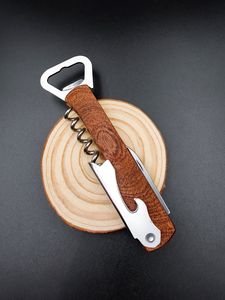 Ouvre-bouteille de vin multifonctionnel créatif, manuel, en acier inoxydable épaissi, poignée rectangulaire en bois massif, compatible lave-vaisselle - Product Image 4