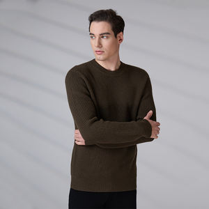 Suéter de Lana Merino Pura para Hombre, Cuello Redondo, Informal, de Invierno, con Logotipo Personalizado, Fabricante de Prendas de Punto - Product Image 4