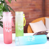Bouteille d'eau en verre givré coloré à changement de couleur avec couvercle, personnalisable avec logo, vente en gros LOVFE