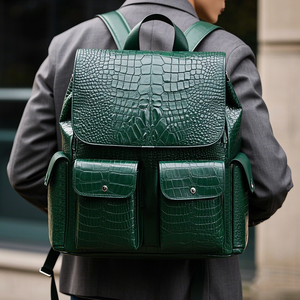 Fabricant de sacs <span class=keywords><strong>à</strong></span> <span class=keywords><strong>dos</strong></span> pour ordinateur portable personnalisé <span class=keywords><strong>à</strong></span> la mode pour hommes motif crocodile végan en faux <span class=keywords><strong>cuir</strong></span> PU pour le voyage <span class=keywords><strong>à</strong></span> l'école et au collège - Product Image 2