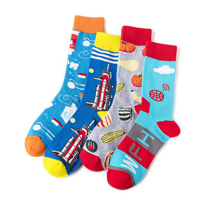 2024 Sox Meias personnalisé heureux coloré 100% dessin animé fusée Tube hommes <span class=keywords><strong>haute</strong></span> qualité équipage coton robe <span class=keywords><strong>fantaisie</strong></span> rayure fou chaussettes - Product Image 2