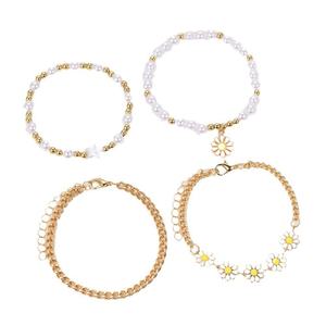 4pcs One Set Hot Sale Cross-border New Style Ethnic Style Stacked love Beaded <b>Bracelets</b> Bohemian Retro Daisy <b>Bracelet</b> for Women - Product Image 3