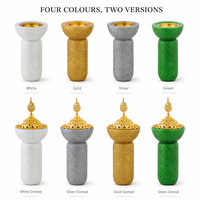 Brûleur d'encens Bakhoor à tige verticale avec couvercle en dôme doré, Mabkhara, blanc, argent, or, vert, vente en gros, fournisseur OEM ODM