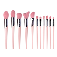 Daily Queen & Mor-phe 11 pinceaux de maquillage en poudre rose Nano Hair Glossy avec manche rose, qualité supérieure et sensation luxueuse, logo personnalisé