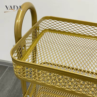 Chariot de salon de beauté au design moderne, 3 niveaux, chariot de pédicure, chariot de salon de manucure, chariot de beauté doré avec roues verrouillables