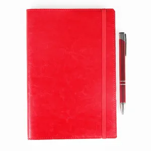 A5 Softcover Leder Notebook Großhandels tagebuch mit elastischem Stift halter und Visitenkarte tasche
