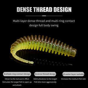 TGD - Juego de 10 Señuelos de Pesca Flotantes Suaves de TPE, Tipo Gusano, Micro Grub, con Cola de Espina, para Pescar Lubina, <span class=keywords><strong>Trucha</strong></span>, Crappie y Perca - Product Image 2