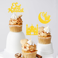 24 Sets Eid Al Fitr Kuchendekoration, Mond Sterne, Frohes Ramadan, Islamisch-Muslimische Themen-Ramadan-Party Kuchendekorationen