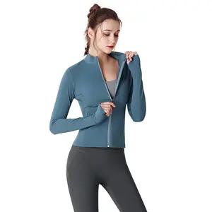 Advanced sense colletto da yoga tuta a maniche lunghe con cerniera blazer slim running primavera ed estate yoga fitness suit