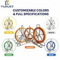 Cinta pasacables de fibra de vidrio de 6 mm y 500 pies con carrete, ruedas y jaula, para conductos, tuberías, cables, varillas y alambres, para uso industrial y de comunicación