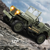 1/10 Willys JEE Mehrzweck-RC-Offroad-Truck 2,4G 4WD Kletterauto-Spielzeug mit LED-Lichtern