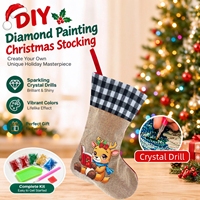 Peinture Diamant DIY Renne de Dessin Animé en Été de Noël avec Livre, Décoration de Chaussette de Noël, Cadeau pour Adultes