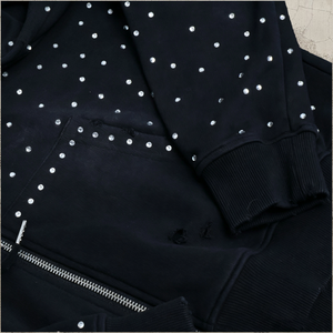 Sudadera con capucha para hombre, estilo streetwear personalizado, de felpa francesa gruesa, oversize, vintage, con lavado ácido, pedrería y efecto desgastado, con cremallera completa. - Product Image 5